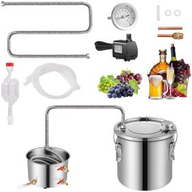 VEVOR Alcohol Still, 3 Gal / 11.4 L Stainless Steel Water Alcohol Distiller with Coil Cooling
