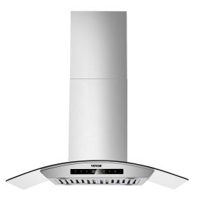 VEVOR Range Hood, 30 inch Chimney-Style Ceiling Mount Vent, 800 CFM Stainless Steel Kitchen Stove Hood with Gesture & Touch Control, LED Light