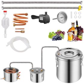 VEVOR Alcohol Still, 8 Gal / 30 L Stainless Steel Water Alcohol Distiller with Copper Coil for Fast Cooling