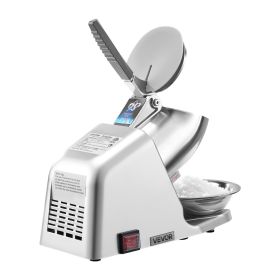 VEVOR Ice Crusher Machine, 286lbs Per Hour Electric 4 Blades Snow Cone Maker, Stainless Steel Shaved Ice Machine with Bowl and Cover