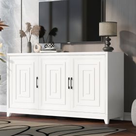 VIBE HAUS TV Stand For TVs Up To 65 Inches, Modern Entertainment Center Media Console Cabinet With 2 Spacious Storage Space, Solid Wood Legs For (Option: White)