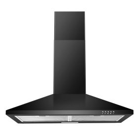 Range Hood 30 inch Wall Mount Range Hood 450 CFM in Stainless Steel With Ducted/Ductless Convertible Stove Vent Hood with Aluminum Filters (Color: Black)